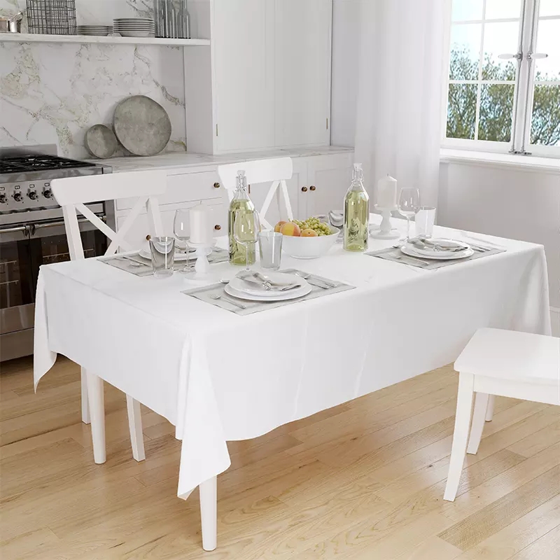 White PEVA plastic tablecloth