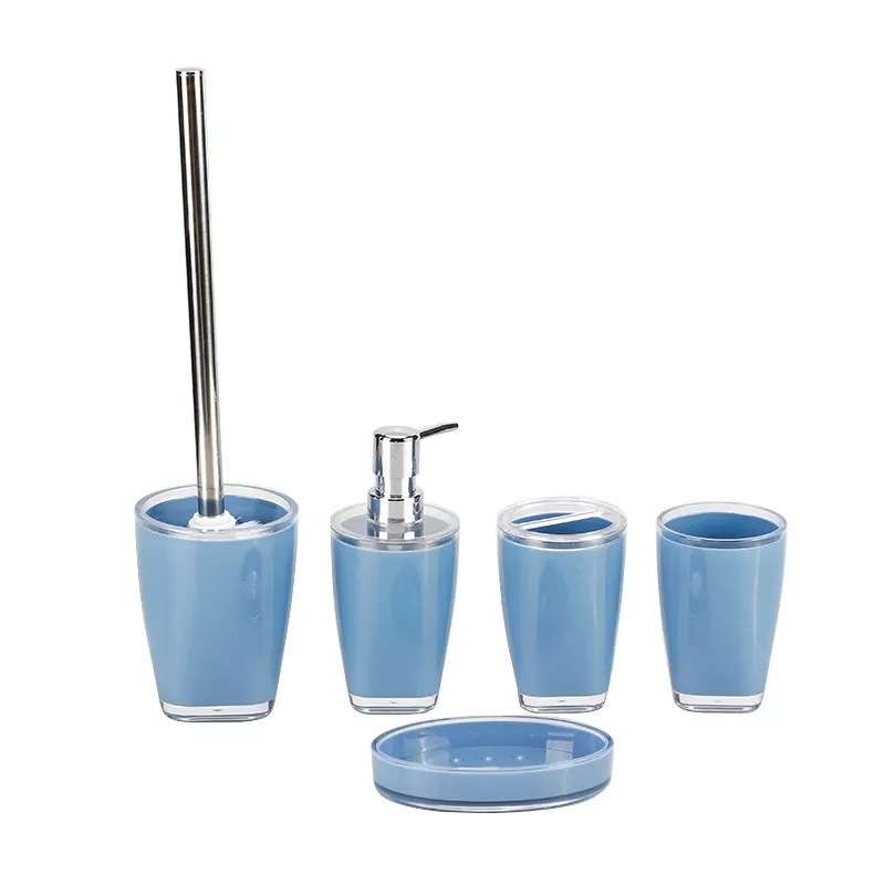 Blue 5 Piece Bathroom Accessory Set