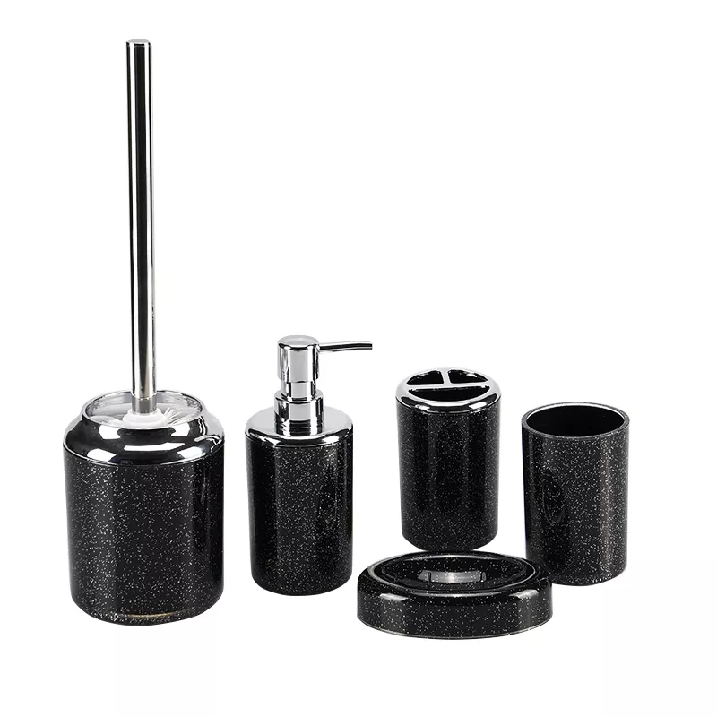 5 Piece Shining Plating Plastic Bathroom Accessories Set