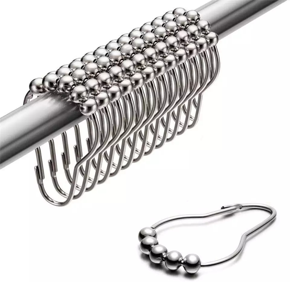 Rustproof Stainless Steel Shower Curtain Rings Hooks