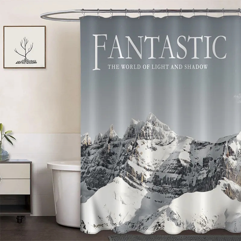 Polyester Digital Printing Shower Curtain The Alps