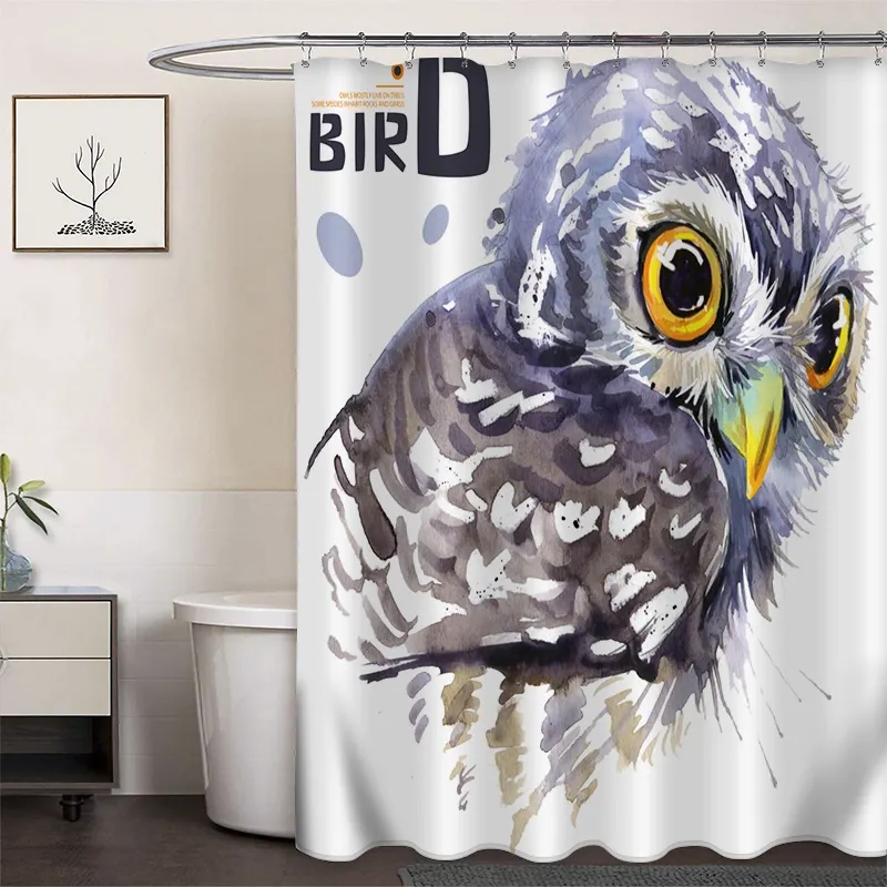 Polyester Digital Printing Shower Curtain Owl