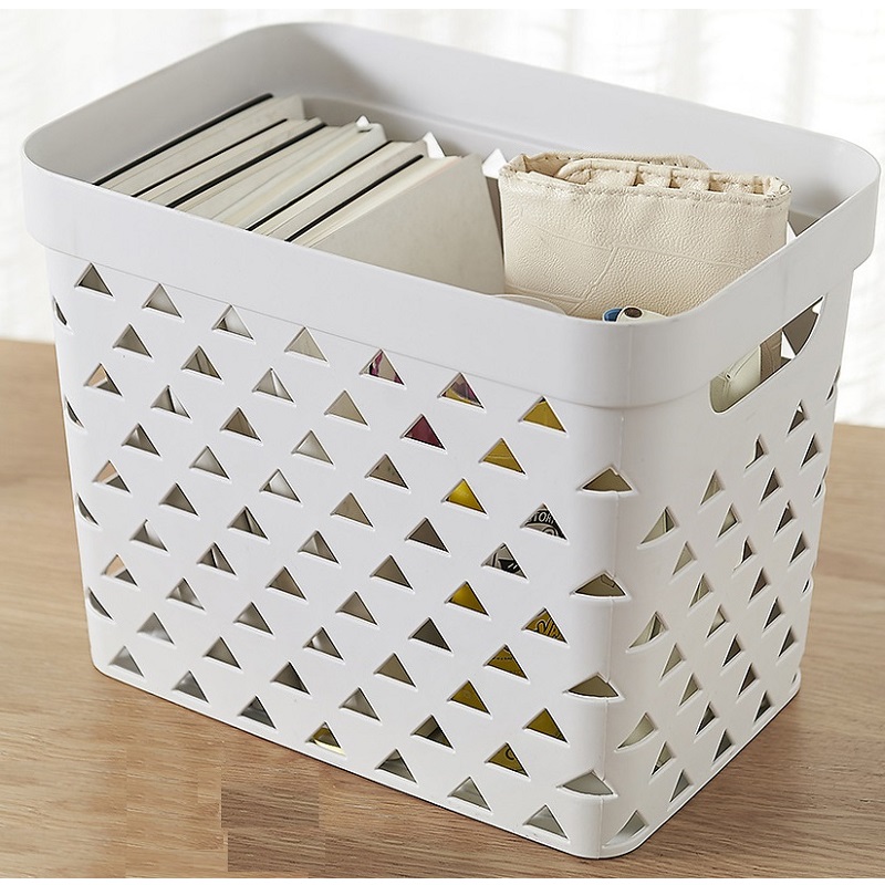 Plastic woven basket without lid