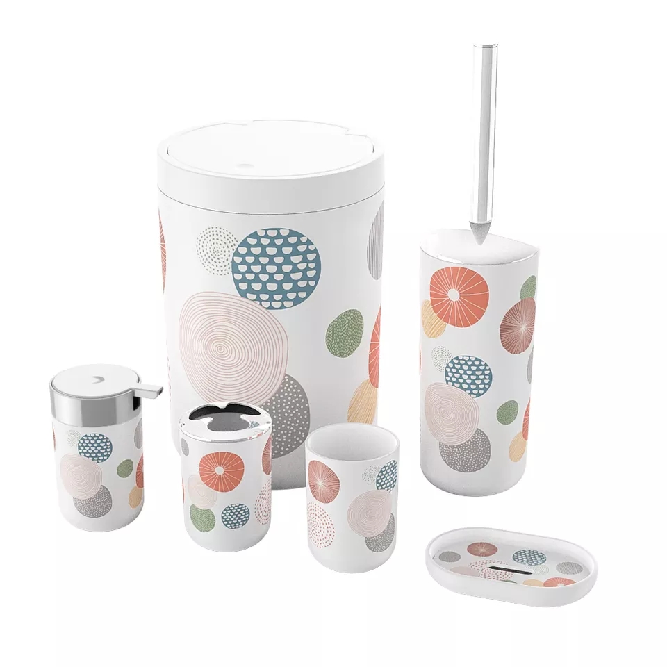 New Designer 6 Piece Plastic Bathroom Accessories Set
