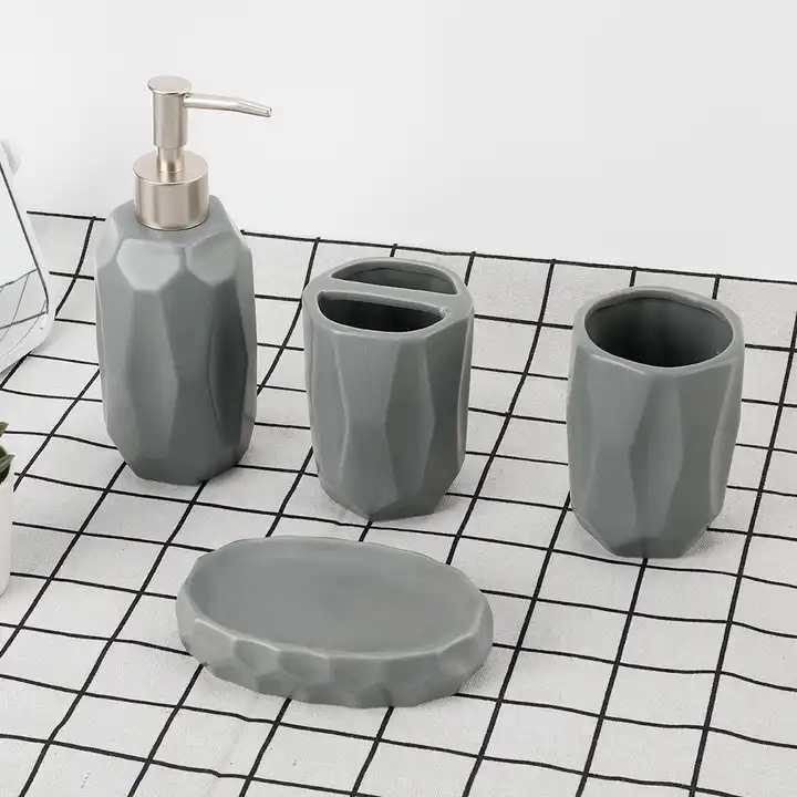 Irregular ceramic 4-piece bathroom accessories set