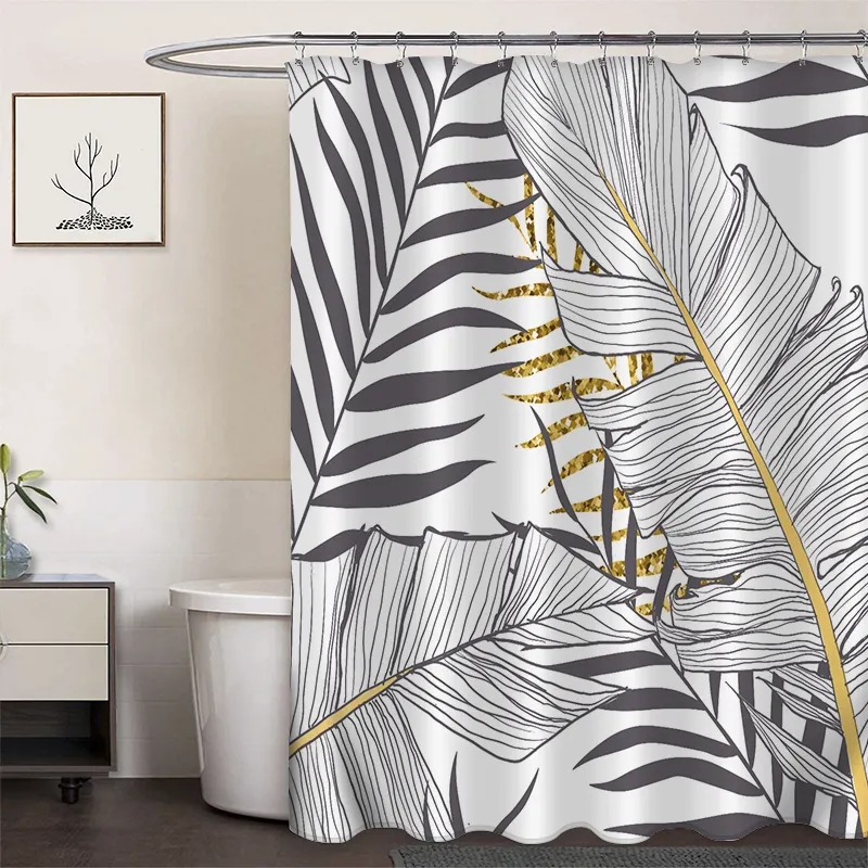 Polyester Digital Printing Shower Curtain Banana Leaf
