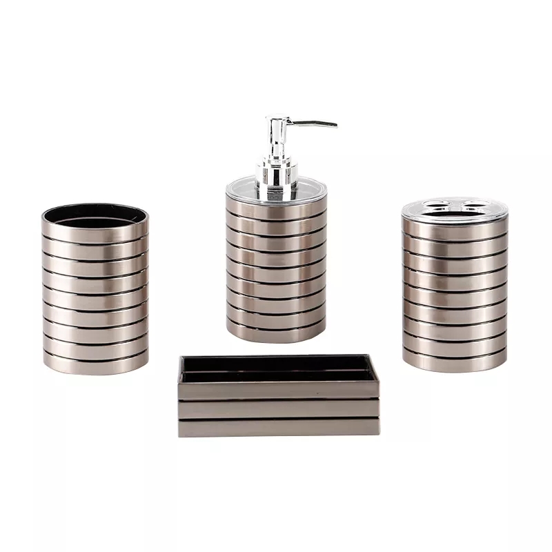 Golden Plastic Electroplate Bathroom Accessory Set