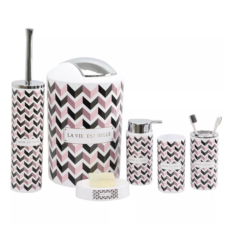 6pc Plastic Bathroom set V style