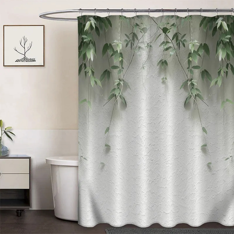 Polyester Digital Printing Shower Curtain Oil Hemp Vine