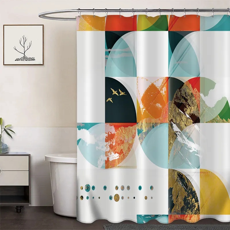 Polyester Digital Printing Shower Curtain Geometry-4