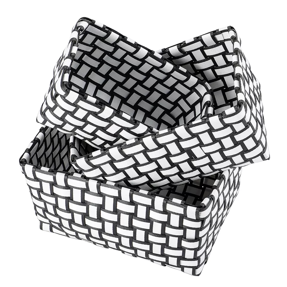 Rectangle 4 Piece Set PP Plastic Woven Bathroom Storage Basket