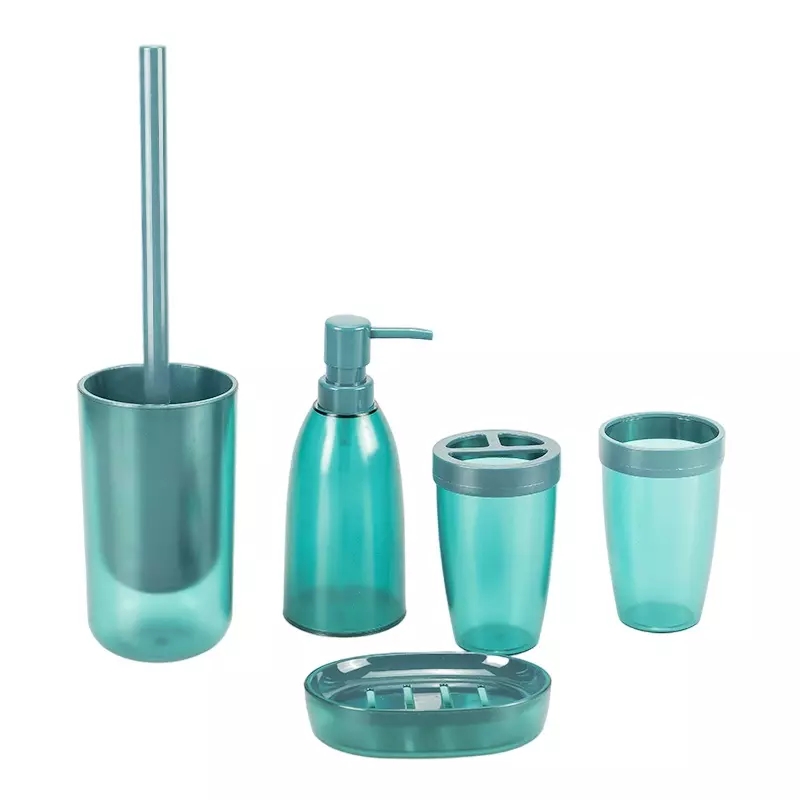 Transparent 5 Piece Plastic Bathroom Accessories Set