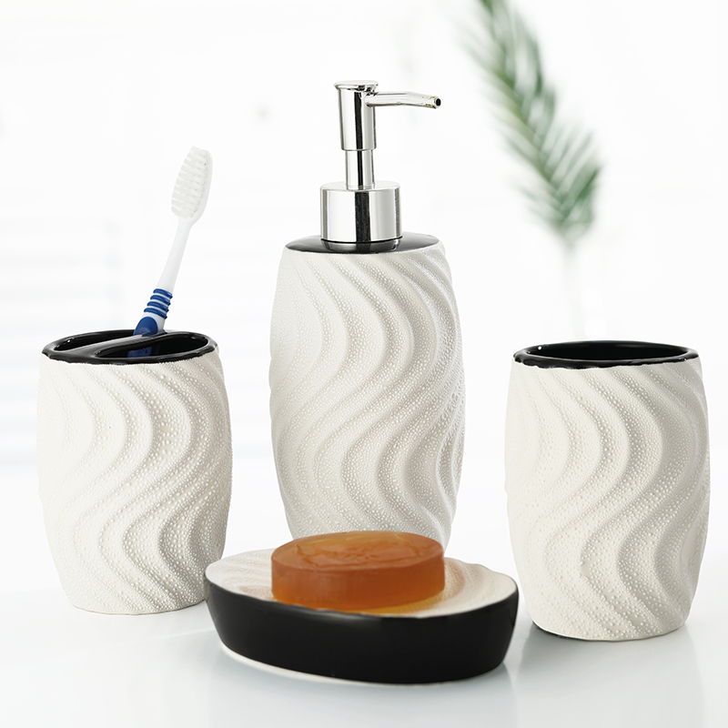 4pc Ceramic wave bathroom set