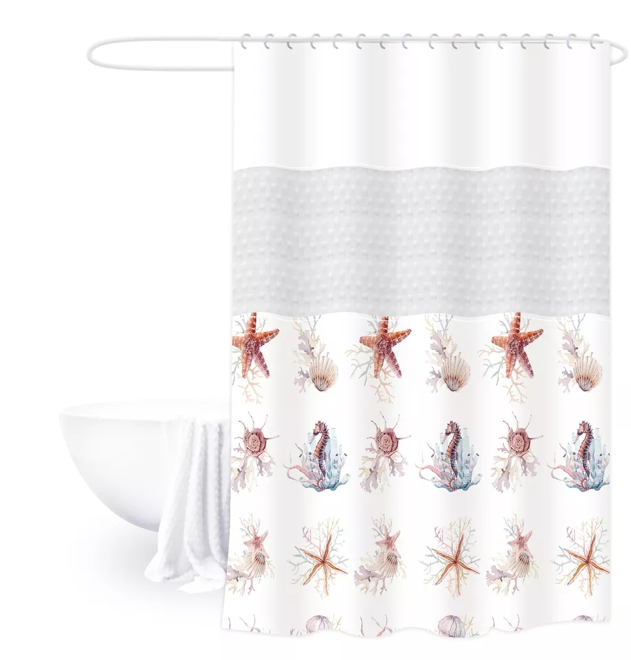 PEVA shower curtain starfish pattern splicing shower curtain