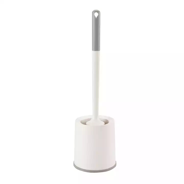 Long Plastic Handle Silicone Bristle Toilet Brush Set